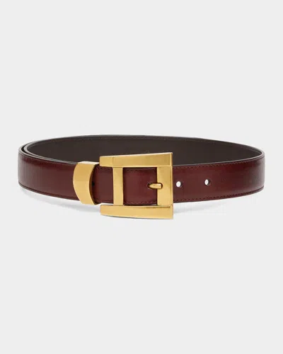 Versace Leather Belt In Burgundy