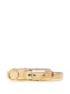 Versace Safety Pin Metallic Leather Belt In Gold