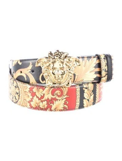 Pre-owned Versace Leather Belt In Gold