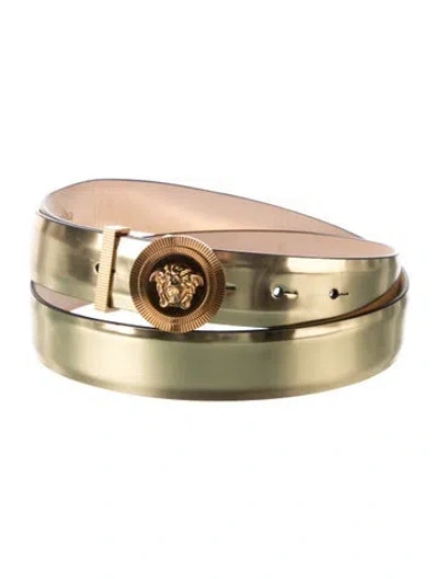 Pre-owned Versace Leather Belt In Gold