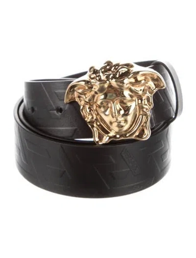 Pre-owned Versace Leather Belt Kit In Black