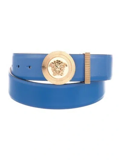 Pre-owned Versace Leather Belt Kit In Blue