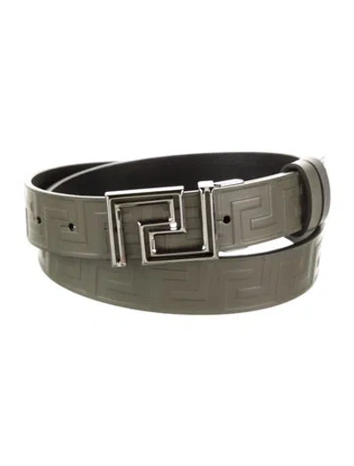 Pre-owned Versace Leather Belt Kit W/ Tags In Green