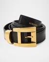 Versace Adjustable Calf Leather Belt Refined Design In Multi