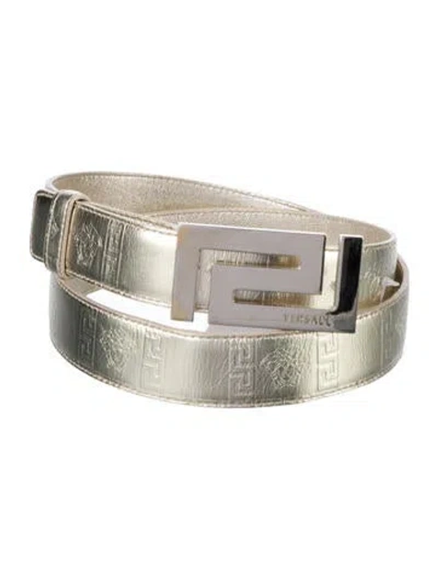 Pre-owned Versace Leather Belt In Neutral