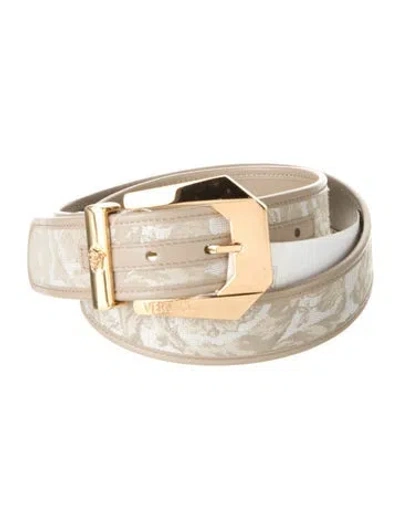 Pre-owned Versace Leather Belt In Neutrals