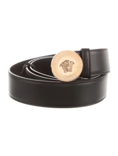 Pre-owned Versace Leather Belt W/ Tags In Black