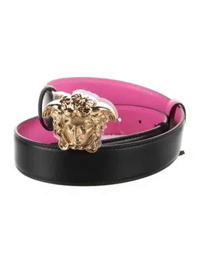 Pre-owned Versace Leather Belt W/ Tags In Black