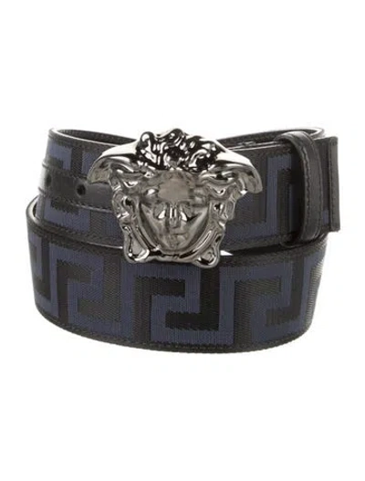 Pre-owned Versace Leather Belt W/ Tags In Blue