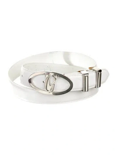 Pre-owned Versace Leather Belt In White