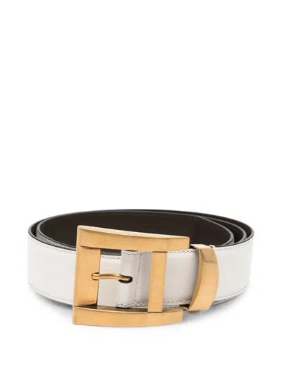 Versace Leather Belt In White