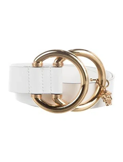 Pre-owned Versace Leather Belt In White