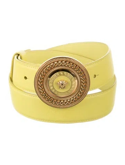 Pre-owned Versace Leather Belt In Yellow