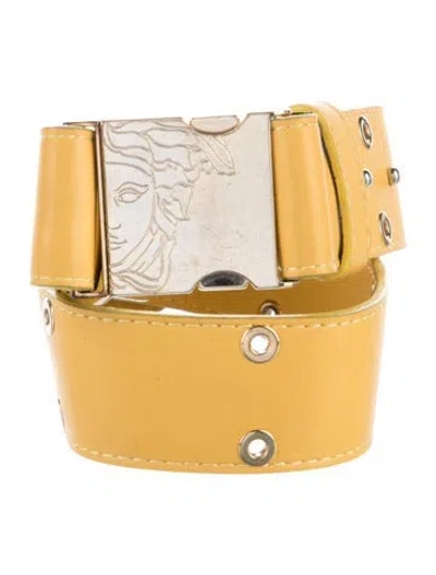 Pre-owned Versace Leather Belt In Yellow