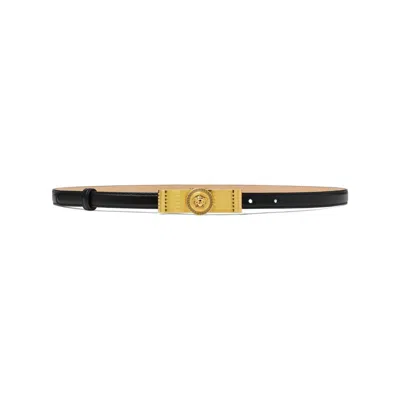 Versace Gianni Buckle Leather Belt In Black
