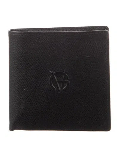 Pre-owned Versace Leather Bifold Wallet In Black