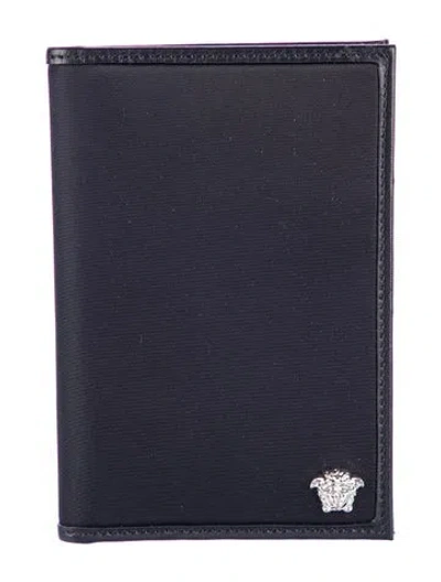 Pre-owned Versace Leather Bifold Wallet In Black