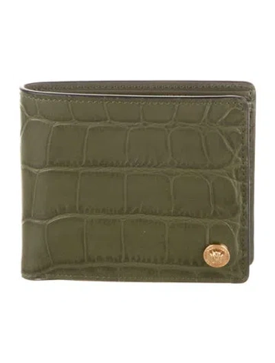 Pre-owned Versace Leather Bifold Wallet W/ Tags In Green