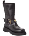 Versace Leather Biker Boot In Black