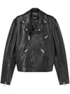 Versace Leather Biker Jacket In Black