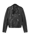 Versace Leather Biker Jacket In Black
