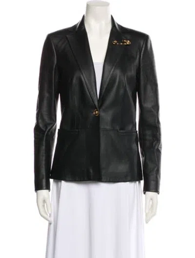 Pre-owned Versace Leather Blazer In Black
