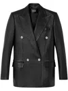 Versace Leather Blazer In Black