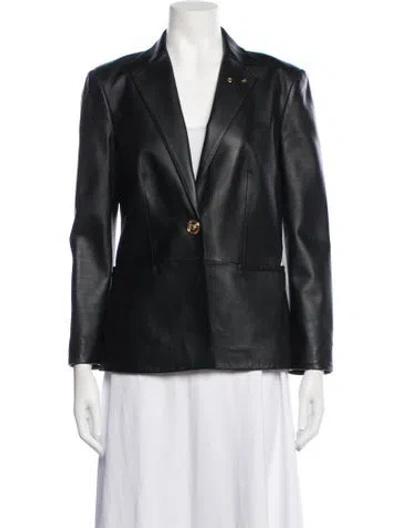 Pre-owned Versace Leather Blazer In Blue