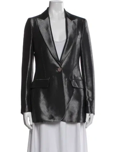 Pre-owned Versace Leather Blazer In Gray