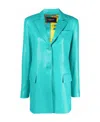 Versace Leather Blazer Jacket In Green