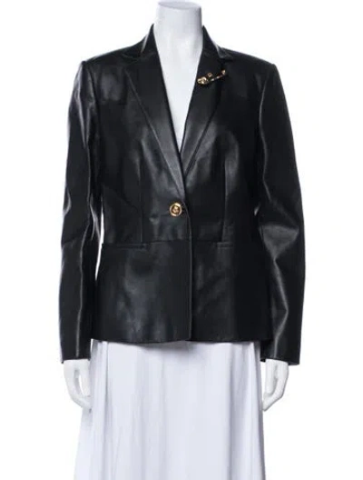 Pre-owned Versace Leather Blazer W/ Tags In Black