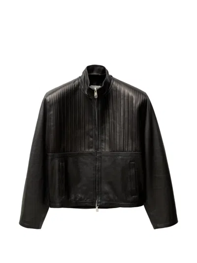 Versace Blouson En Cuir Effet Python In Black