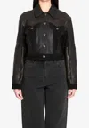 Versace Structured Leather Jacket With Suede Inserts In Black