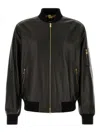 Versace Leather Bomber Jacket In Black