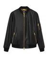 Versace Leather Bomber Jacket In Black