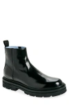 Versace Leather Boot In Black-palladium