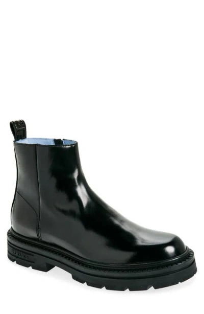 Versace Leather Boot In Black-palladium