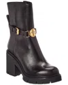Versace Leather Boot In Brown