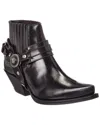 Versace Leather Bootie In Black