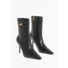 Versace Leather Booties With Logoed Strap And Stiletto Heel 9cm