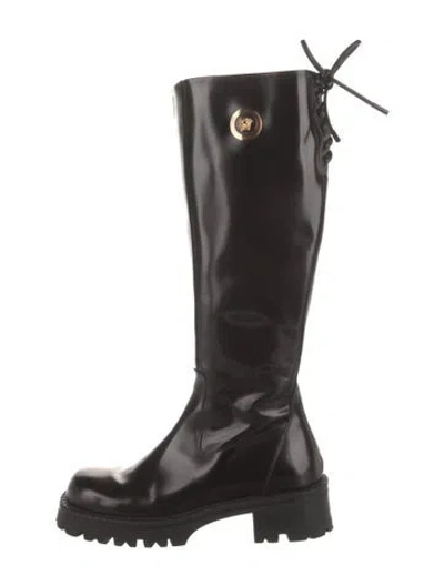 Pre-owned Versace Leather Boots In Black