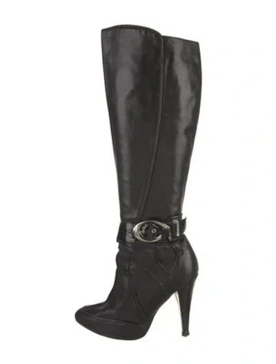 Pre-owned Versace Leather Boots In Black