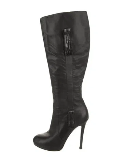 Pre-owned Versace Leather Boots In Black