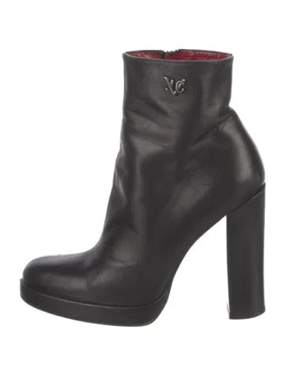 Pre-owned Versace Leather Boots In Black