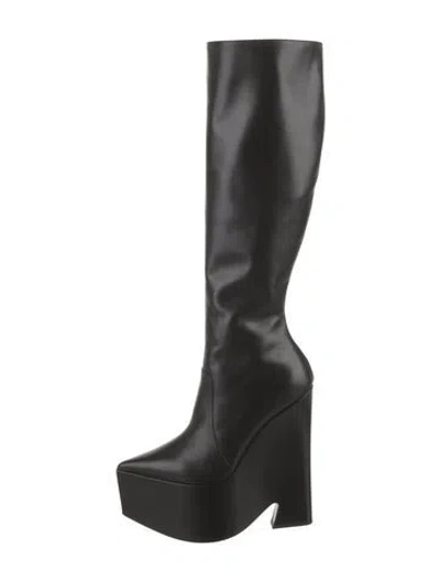 Pre-owned Versace Leather Boots In Black