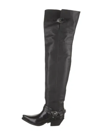 Pre-owned Versace Leather Boots In Black