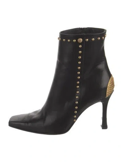 Pre-owned Versace Leather Boots In Black