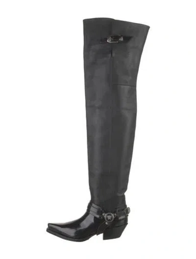 Pre-owned Versace Leather Boots In Black