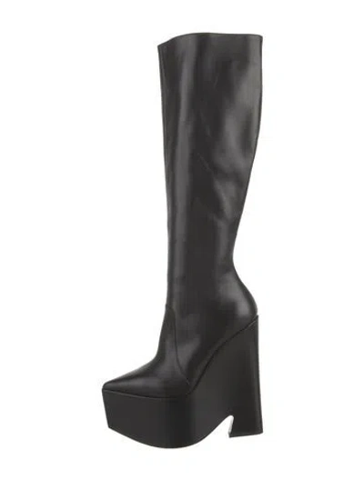 Pre-owned Versace Leather Boots In Black