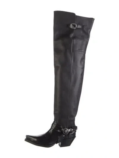 Pre-owned Versace Leather Boots In Black
